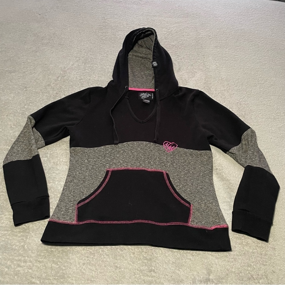 Metal Mulisha hoodie size medium black grey pink